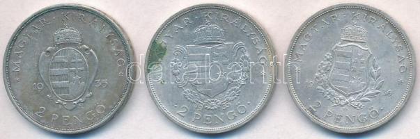 1935. 2P Ag "Pázmány" + 2P Ag "Rákóczi" + 1936. 2P Ag "Liszt Ferenc" T...