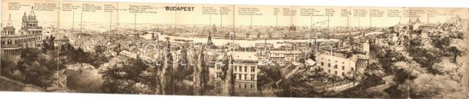 Budapest - 14 db régi városképes lap, közte egy 8-részes kihajtható panorámalap / 14 pre-1945 town-v...