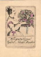 Hagyaték tétel: 37db vegyes külföldi rézkarc, metszet, különféle nyomatok, sok a tervező szignójával...