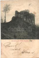 1899 Ceská Kamenice, Böhmisch Kamnitz; Schlossberg / castle (wet corner)