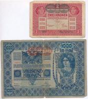 1902. 1000K piros "Deutschösterreich" felülbélyegzéssel + 1917. 2K "Deutschösterreich...