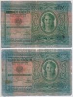 1912. 100K (3x) + 1914. 50K + 1915. 10K mindegyik román felülbélyegzéssel T:III-