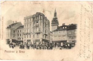 Brno, Zelny trh / square, shops of Sigmund Heimer, Julius Löffler, Filip Ticho and Amalie Wagner (EK)