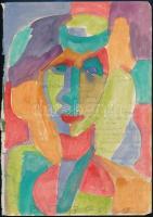 Cs. Németh Miklós (1934-2012): Női fej, akvarell, papír, jelzett, szélein sérült, 29×20 cm