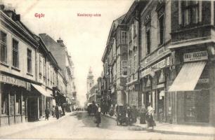 Győr, Kazinczy utca, Óra és ékszer raktár, Fiume kávéház, Mayr Gyula üzlete (EK)