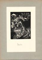 Nagy hagyaték tétel: 64db vegyes magyar rézkarc, metszet, ex libris, különféle nyomatok, sok a terve...