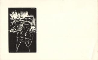 Nagy hagyaték tétel: 64db vegyes magyar rézkarc, metszet, ex libris, különféle nyomatok, sok a terve...