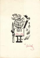 Nagy hagyaték tétel: 64db vegyes magyar rézkarc, metszet, ex libris, különféle nyomatok, sok a terve...