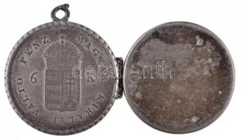 1849NB 6kr Ag ékszerré alakítva, nyitható medalion füllel T:2,2- sérült fül