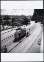 cca 1938 Régi villamosok, mai nagyítások, 4 db vintage negatívról készült mai nagyítás, 18x25 cm