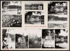 1971-1973 Hévíz, Zagyva, 32 db fotó 3 lapra ragasztva, néhány feliratozva, képméret: 9x6 cm