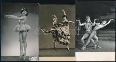 Balettművészek, 7 db vintage fotó és fotólap, 12,5x8,5 cm és 15x9,5 cm
