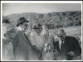 1956 Nagy Imre szüreten és szöllősgazdák körében, korabeli negatívokról 7 db későbbi nagyítás, 11x24...