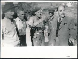 1956 Nagy Imre szüreten és szöllősgazdák körében, korabeli negatívokról 7 db későbbi nagyítás, 11x24...