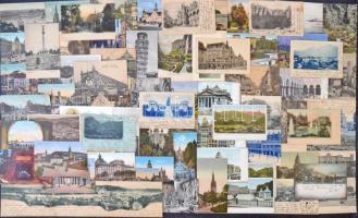 124 db RÉGI külföldi városképes lap, sok német, mozgalmas és érdekes lap; vegyes minőség / 124 pre-1...