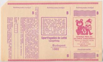 1979. Nemzetközi Olimpiai Sportlottó lottó szelvény, kitöltetlen T:I-