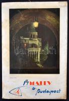 cca 1960 Fly Malév to Budapest, retró reklámtábla, karton, 45,5×31 cm