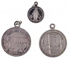 3db-os vallási témájú fém medál tétel, benne "Róma 125 éves - XI. Pius", "X. Pius&quo...