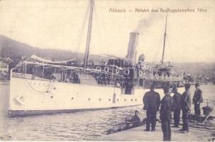 Abbazia, Abfahrt des Ausflugsdampfers. Verlag A. Dietrich / Tátra személyszállító gőzhajó indulása a kikötőből / SS Tátra passenger steamship (EK)