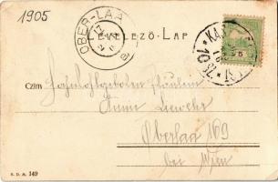 1905 Budapest VI. Andrássy út. Montázs díszmagyarba öltözött urakkal, nemesekkel + "KASSA - BUD...