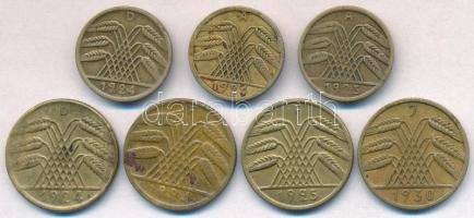 Németország / Weimari Köztársaság 1924-1925. 5pf Al-Br (3x) + 1924-1930. 10pf Al-Br (4x) T:2,2-
Ger...
