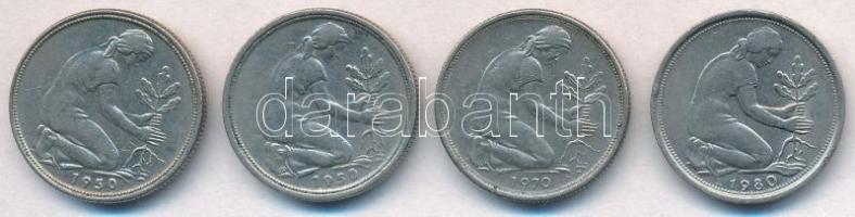 NSZK 1950-1980. 50pf Cu-Ni (4x) T:2,2-
FRG 1950-1980. 50 Pfennig Cu-Ni (4x) C:XF,VF