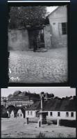 cca 1929 Budapest, Tabán, 4 db fotó, kettő vintage kép, kettő db mai nagyítás régi negatívokról, 11,5x8,5 cm és 18x13 cm között