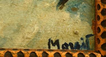 Olvashatatlan jelzéssel: Téli táj, olaj, farost, keretben, 16×24 cm