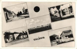 1939 Galánta, Esterházy kastély, Fő utca, gyár, iskola. Adamkó Béla kiadása / castle, main street, factory, school