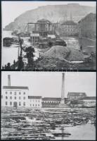 cca 1874 Klösz Gyögy budai árvízi felvételeiről készült 7 db mai nagyítás, 13x18 cm