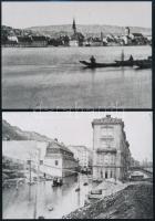 cca 1874 Klösz Gyögy budai árvízi felvételeiről készült 7 db mai nagyítás, 13x18 cm