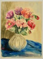 Pál Mária (?-?): Virágcsendélet, akvarell, papír, jelzett, 46×33 cm