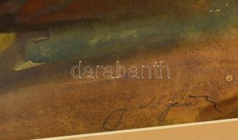 Szabó jelzéssel: Házsor, akvarell, papír, paszpartuban, 29×42 cm