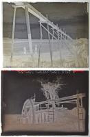 cca 1928 Budapest, vízkiemelő szerkezet és öntöző berendezés a zuglói bolgárkertészetben, 2 db vintage üveglemez negatív Kerny István (1879-1963) hagyatékából, szabadon felhasználható, 9x12 cm