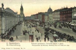 Saint Petersburg, Perspective de Nevsky, Gostiny Dvor et hotel de ville / Nevsky Prospect, Gostiny Dvor, hotel, tram, horse-drawn tram (ázott / wet damage)