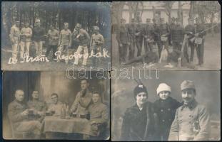 cca 1910 és 1930 közötti privát katonai fotólapok, négy feliratozva, 9x14 cm