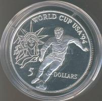 Niue 1991. 5$ Ag "Labdarúgó VB-USA" T:PP Eredeti díszdobozban, tanúsítvánnyal!