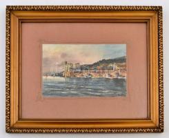 RN jelzéssel: Miramare-kastély, akvarell, papír, üvegezett fa keretben, 13×21 cm