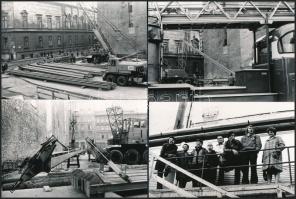 1975 Budapest, Szabó Ervin téri diszpécserház építéséről készült 33 db vintage fotó, 9x13 cm