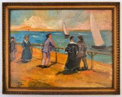 Tibor jelzéssel: Kikötő, olaj, fa, keretben, 29,5×38 cm