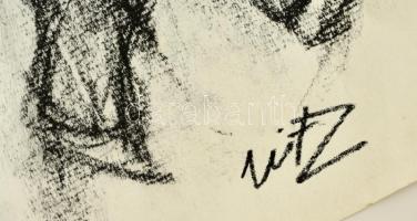 Uitz jelzéssel: Vázlatok, szén, papír, 50×70 cm