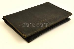 Régi fekete bőr pénztárca, 23x17 cm