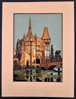 Jelzés nélkül: Vajdahunyad vára, színes linó, papír, 40×28 cm