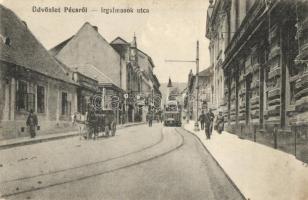 Pécs, Irgalmasok utca, villamos (Rb)