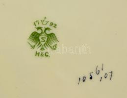 H&C Schlaggenwald virágmintás porcelán mélytányér, részben kézzel festett, jelzett, kis kopásnyo...