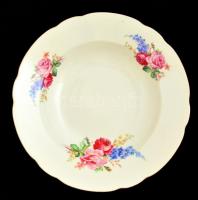 Zsolnay Kolozsvár virágmintás porcelán tányér, matricás, kopásnyomokkal, jelzett, d: 23,5 cm