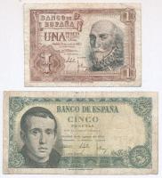 Spanyolország 1951. 5P + 1953. 1P T:III- Spain 1951. 5 Pesetas + 1953. 1 Peseta C:VG Krause 140, 143