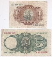 Spanyolország 1951. 5P + 1953. 1P T:III-
Spain 1951. 5 Pesetas + 1953. 1 Peseta C:VG
Krause 140, 1...