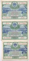Szovjetunió 1951. 25R sorsjegy (3x) T:II-,III Soviet Union 1951. 25 Rubles lottery ticket (3x) C:VF,F