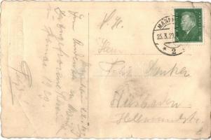 1925 Mainz, Brücke, Schiff / bridge, steamship stuck in ice. G. Tillmann-Matter photo (EB)